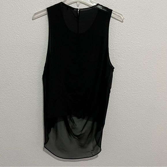 “Beautiful People LA” 100% Silk Navy Blue Sheer Sleeveless Draping Neck Top S - Picture 10 of 14